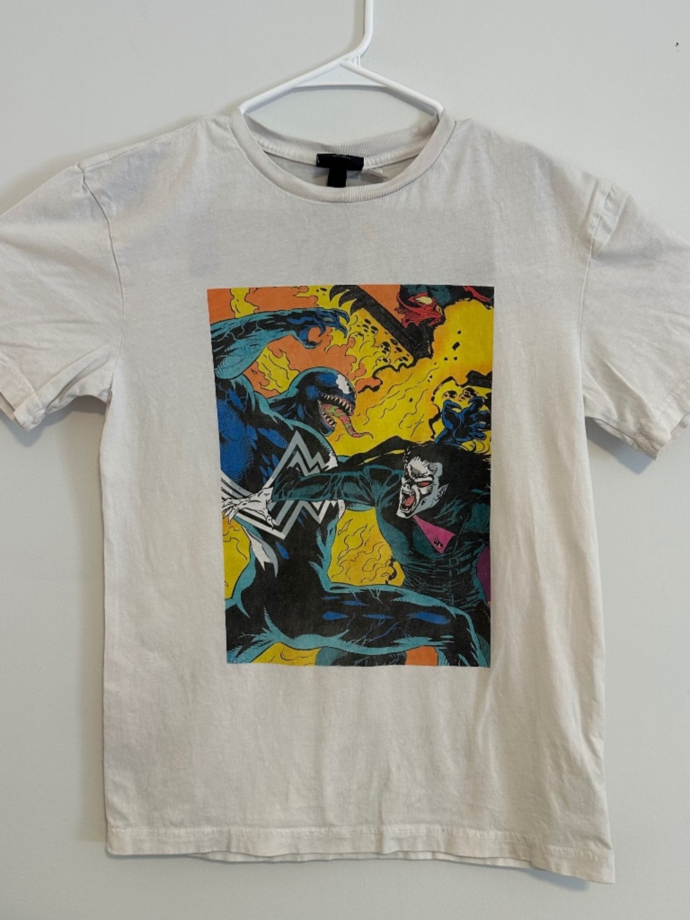 Marvel Comics Morbius Graphic Print T-Shirt Small White Y2K Short Sleeve